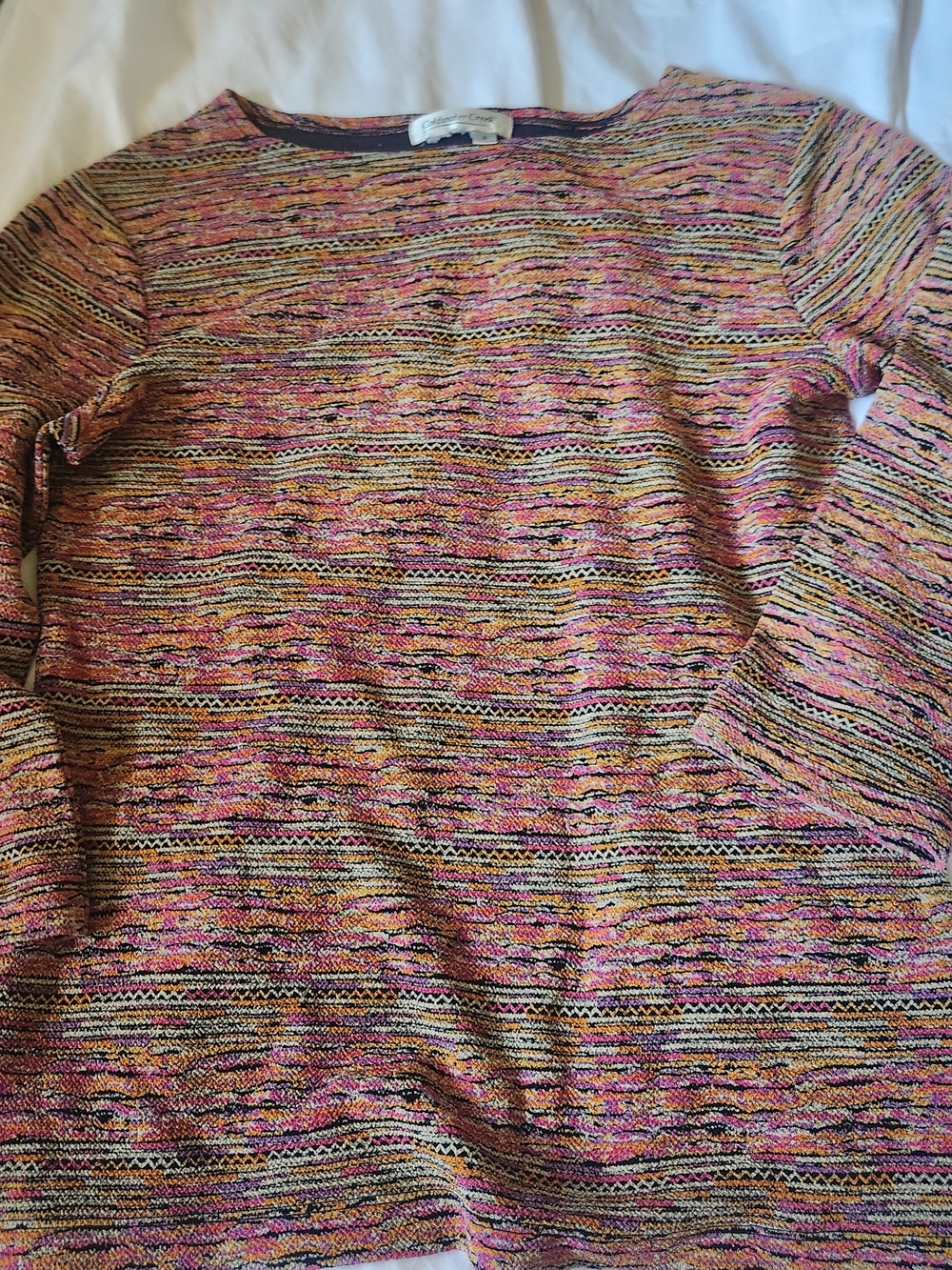 Coldwater Creek Space Dye Knit Boat Neck Top Multi-Color Small